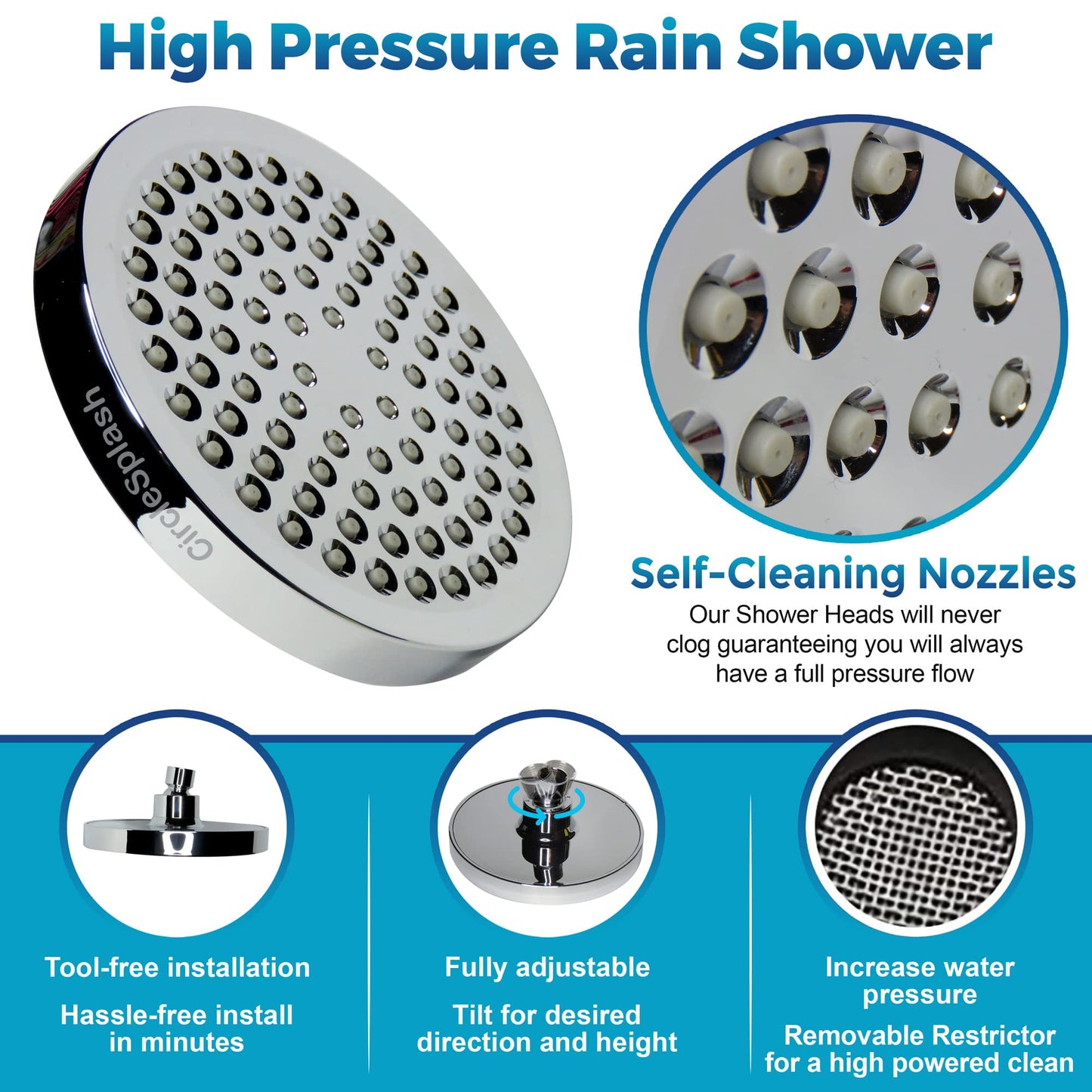 6-Inch Rainfall Shower Head – Multiple Finishes